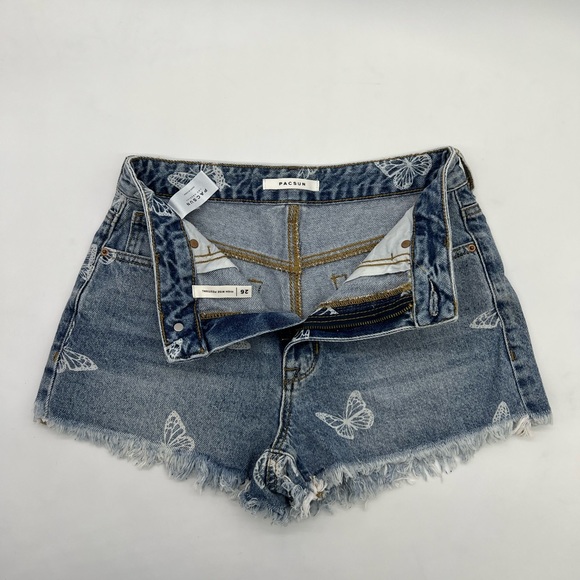 PacSun Butterfly High Waisted Denim Festival Shorts SZ 26 - Picture 6 of 13